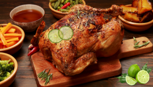 Frango assado com ervas e limão