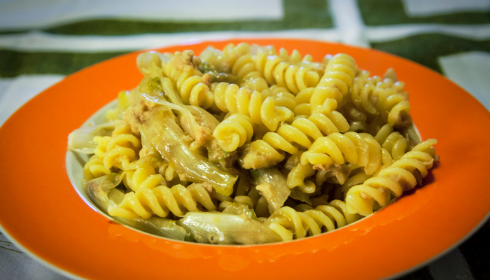 Macarrão com Alcachofras - Blog alhocomalecrim