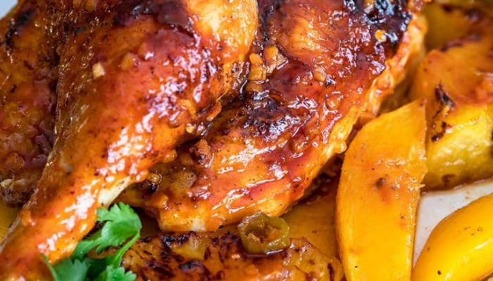 Frango com abacaxi e manga - Blog alhocomalecrim