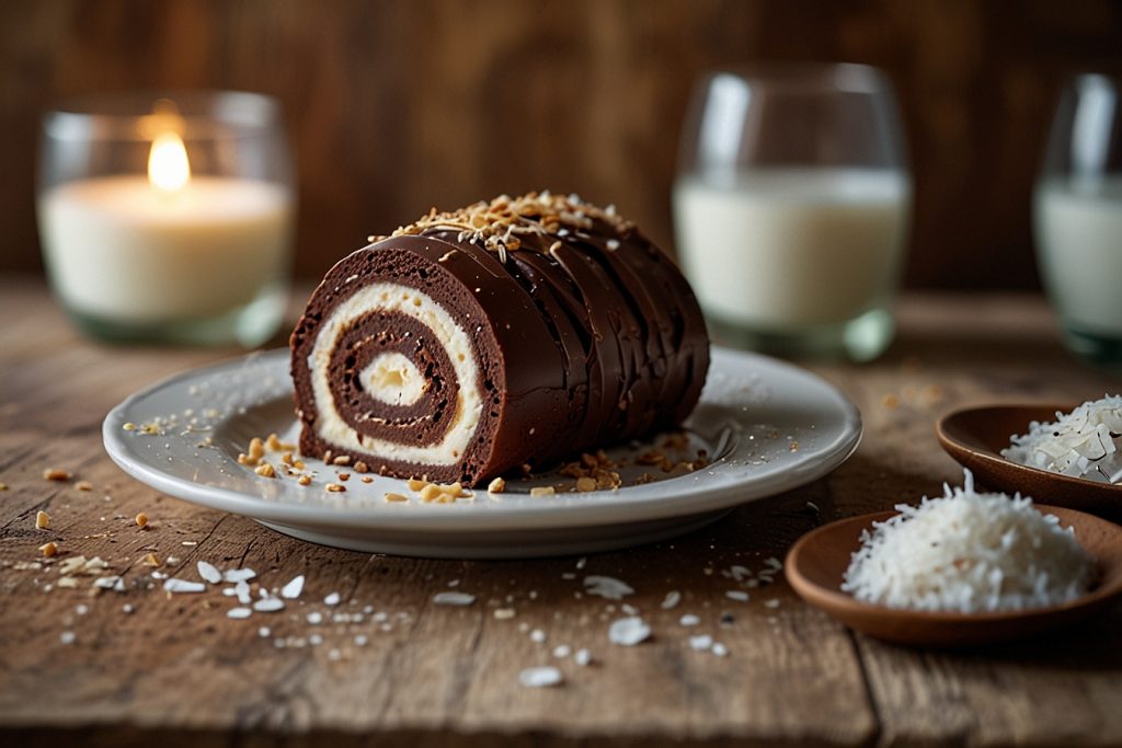 Rocambole de Chocolate e Coco - Blog Alhocomalecrim.com