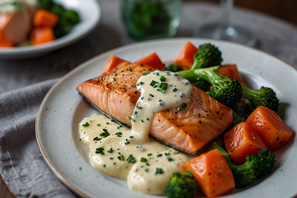 Salmão Assado com Creme - Blog Alhocomalecrim.com