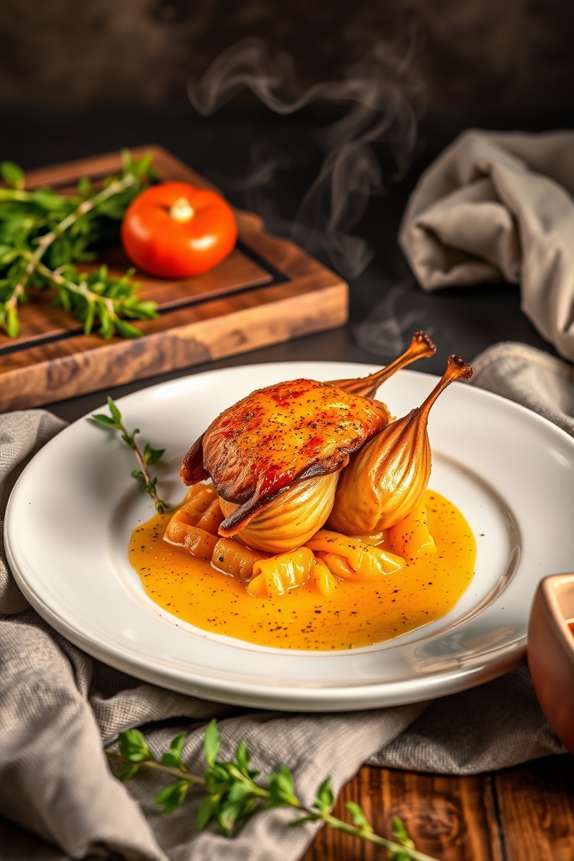 Codornas Recheadas à Laranja