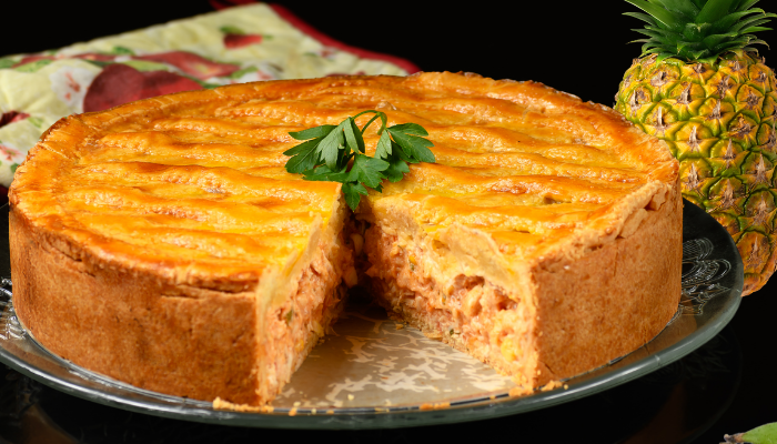 Torta de frango com abacaxi - Blog Alhocomalecrim