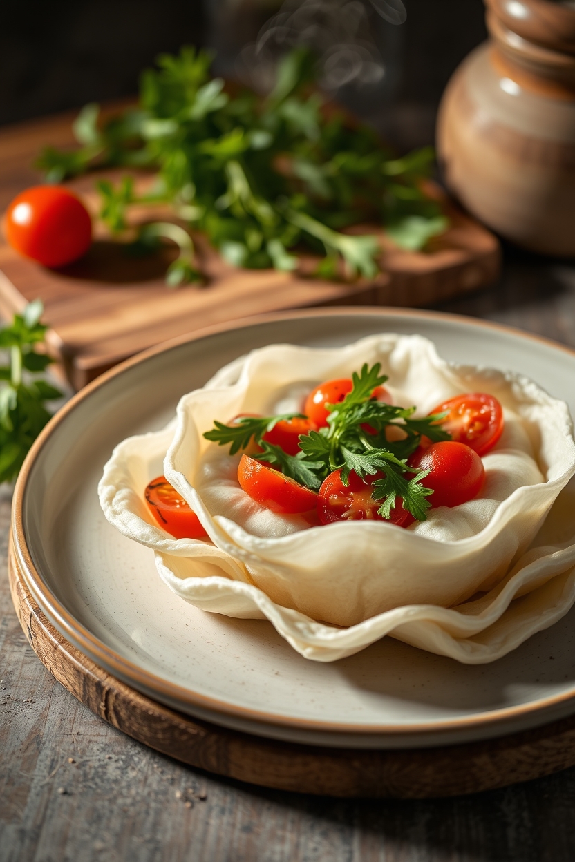 Tapioca de Rúcula e Tomate