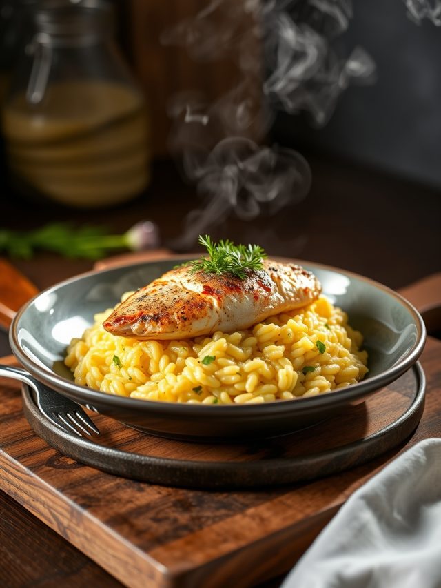 Risoto de Açafrão com Robalo e ervas