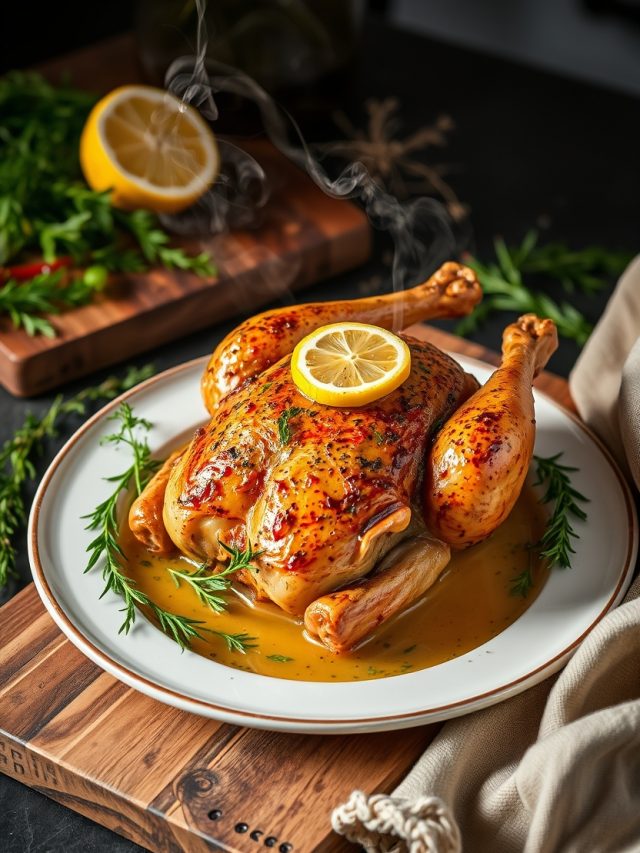 Frango assado com ervas e limão