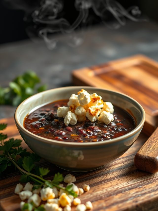 Sopa de Feijão com Pipoca