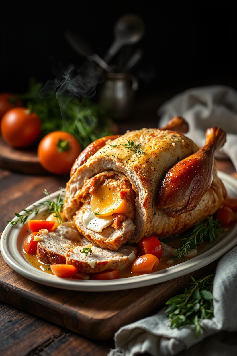 Peru Recheado com Queijo