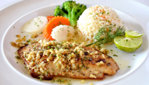 Arroz com Peixe e Legumes - Blog Alhocomalecrim