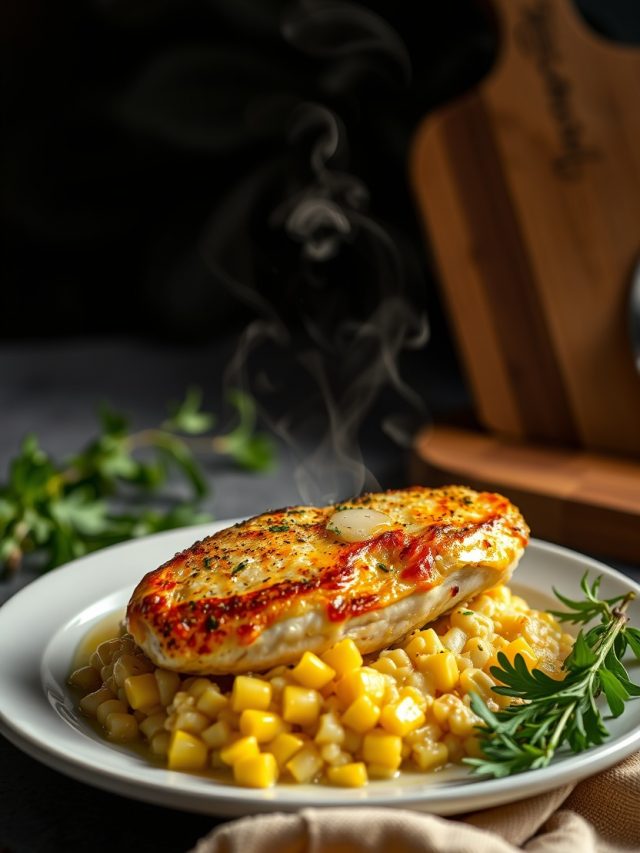 Frango gratinado com milho