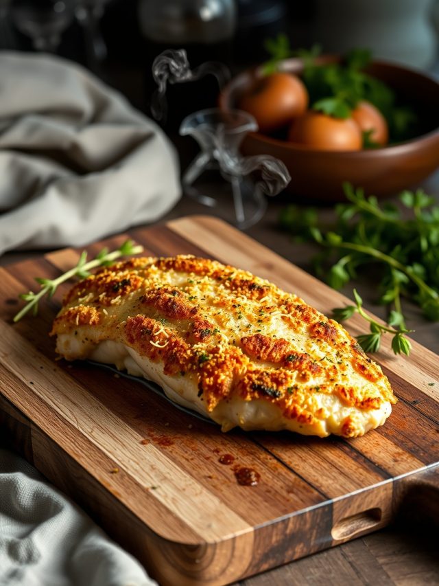 Peito de frango com crosta de parmesão