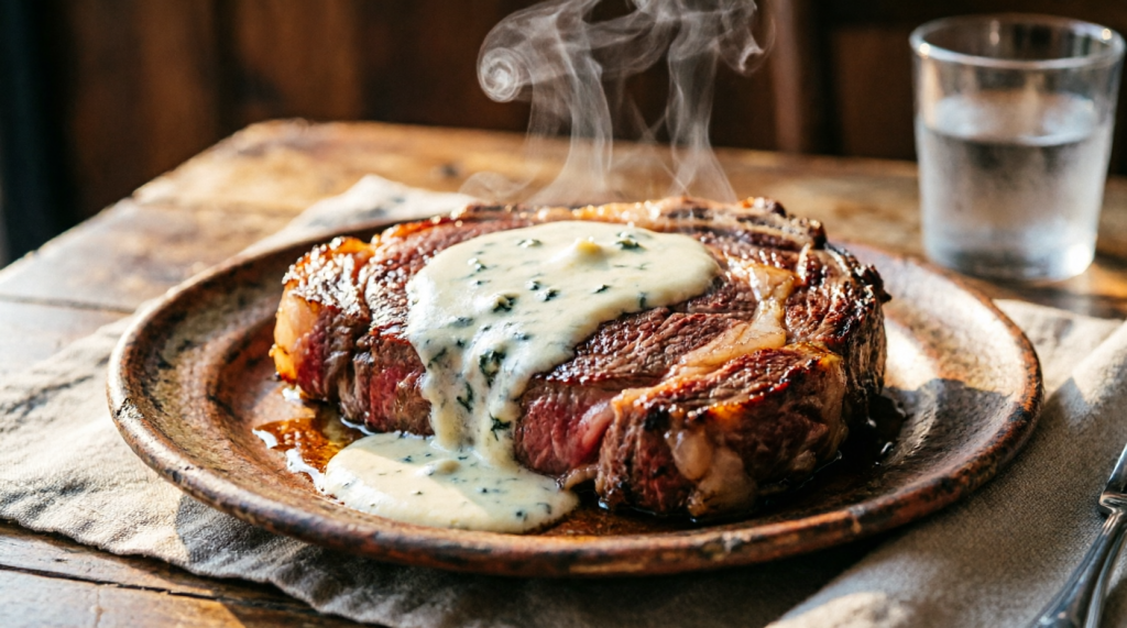 Bife de Chorizo com Molho de Gorgonzola - Blog Alhocomalecrim.com