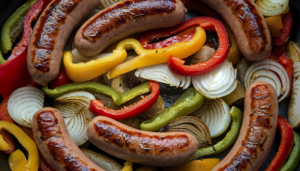 Frigideira de Linguiça com Pimentão e Cebola - Blog Alhocomalecrim.com